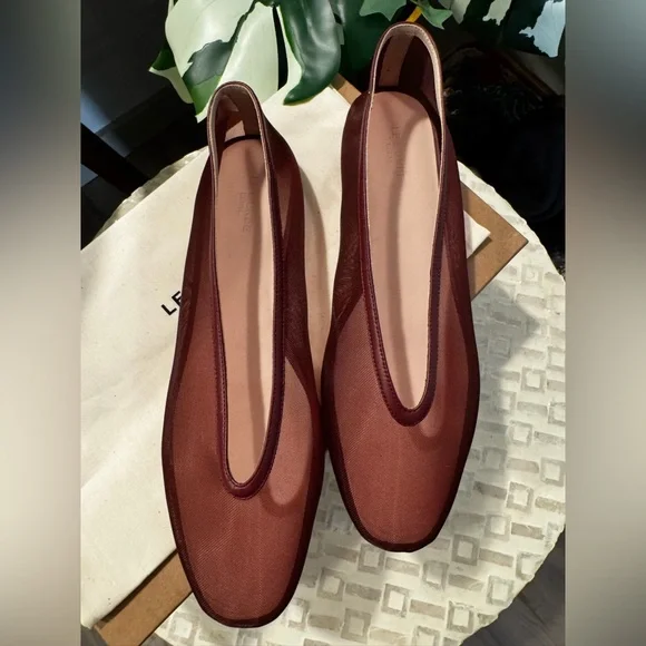NIB Le Monde Beryl Luna Mesh and leather sole burgundy ballet flat shoes 39 - Picture 4 of 10